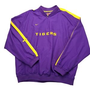 LSU Tigers Jacket Mens 2XL Purple NCAA Football Nike Quarter Zip Pullover